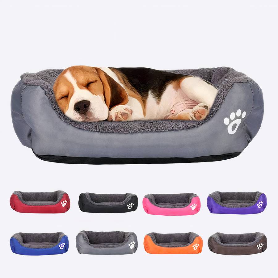 XXL Cotton Rectangular Dog Bed with Paw Print Design