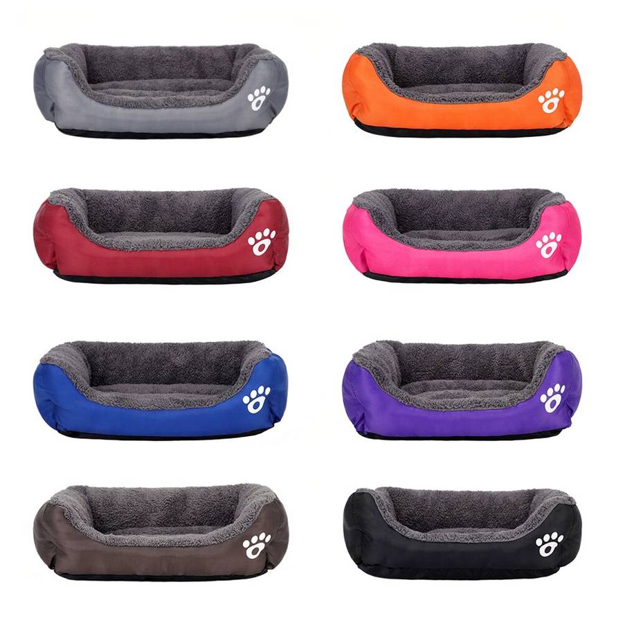 XXL Cotton Rectangular Dog Bed with Paw Print Design