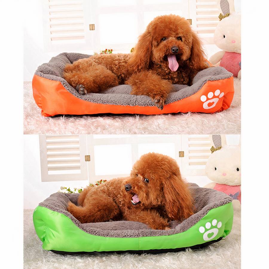 XXL Cotton Rectangular Dog Bed with Paw Print Design