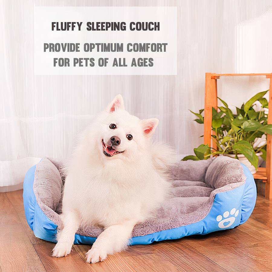 XXL Cotton Rectangular Dog Bed with Paw Print Design
