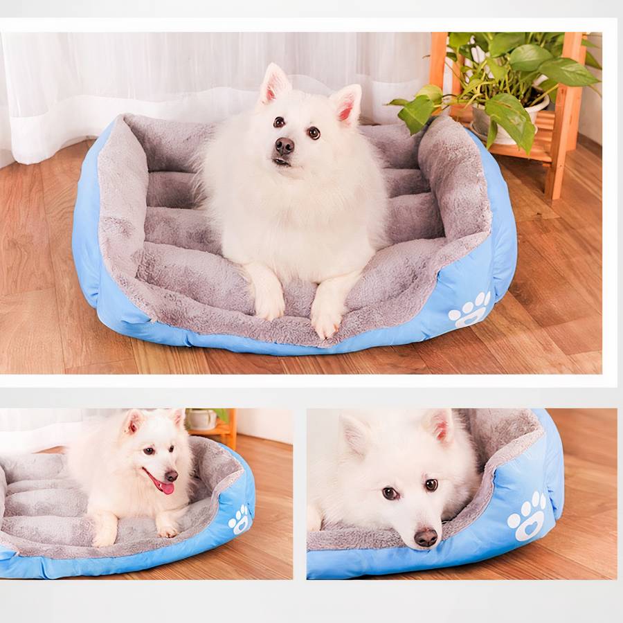 XXL Cotton Rectangular Dog Bed with Paw Print Design