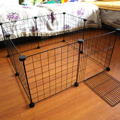 Foldable Metal Dog Playpen with Iron Gates and Safety Barriers