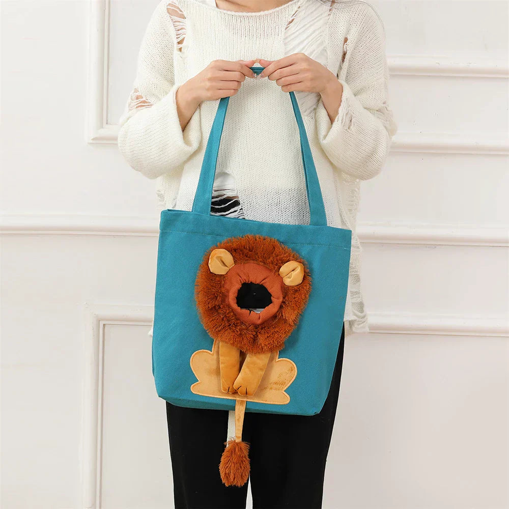 Lion Cat Print Tote Bag Stylish Canvas Shoulder Bag for Women Men