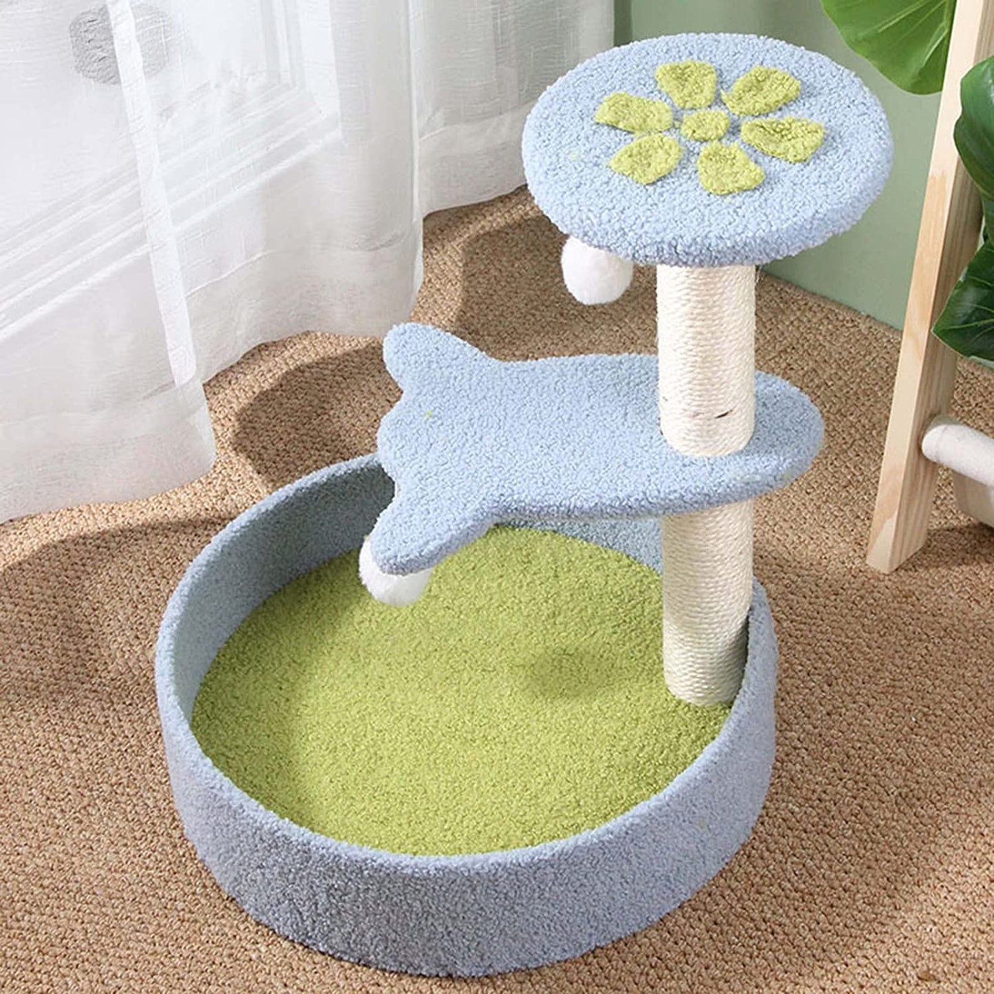 KiTree Cat Tree Small Cat Tower Natural Wooden Cat Scratcher Furniture