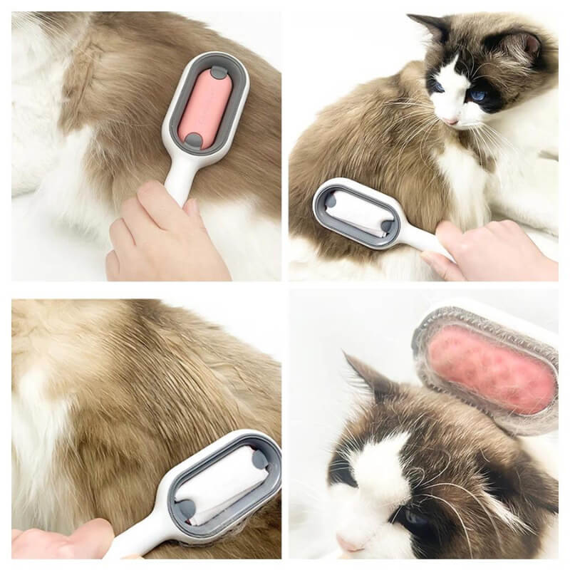 Double Sided Cat Grooming Brush Self Cleaning Deshedding Tool