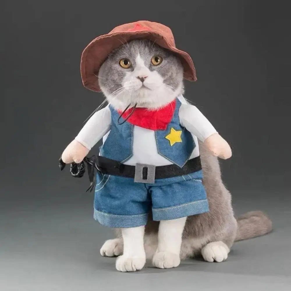 Cat Cowboy Costume Pet Outfit Western Cat Dress Up