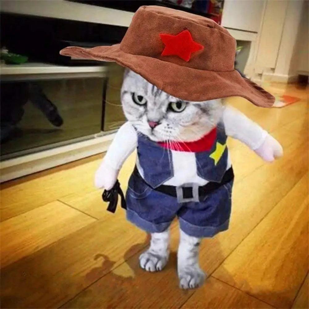 Cat Cowboy Costume Pet Outfit Western Cat Dress Up