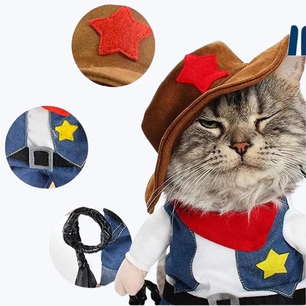 Cat Cowboy Costume Pet Outfit Western Cat Dress Up