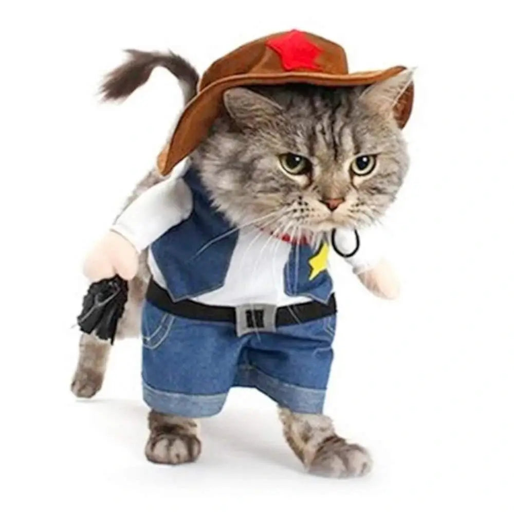 Cat Cowboy Costume Pet Outfit Western Cat Dress Up