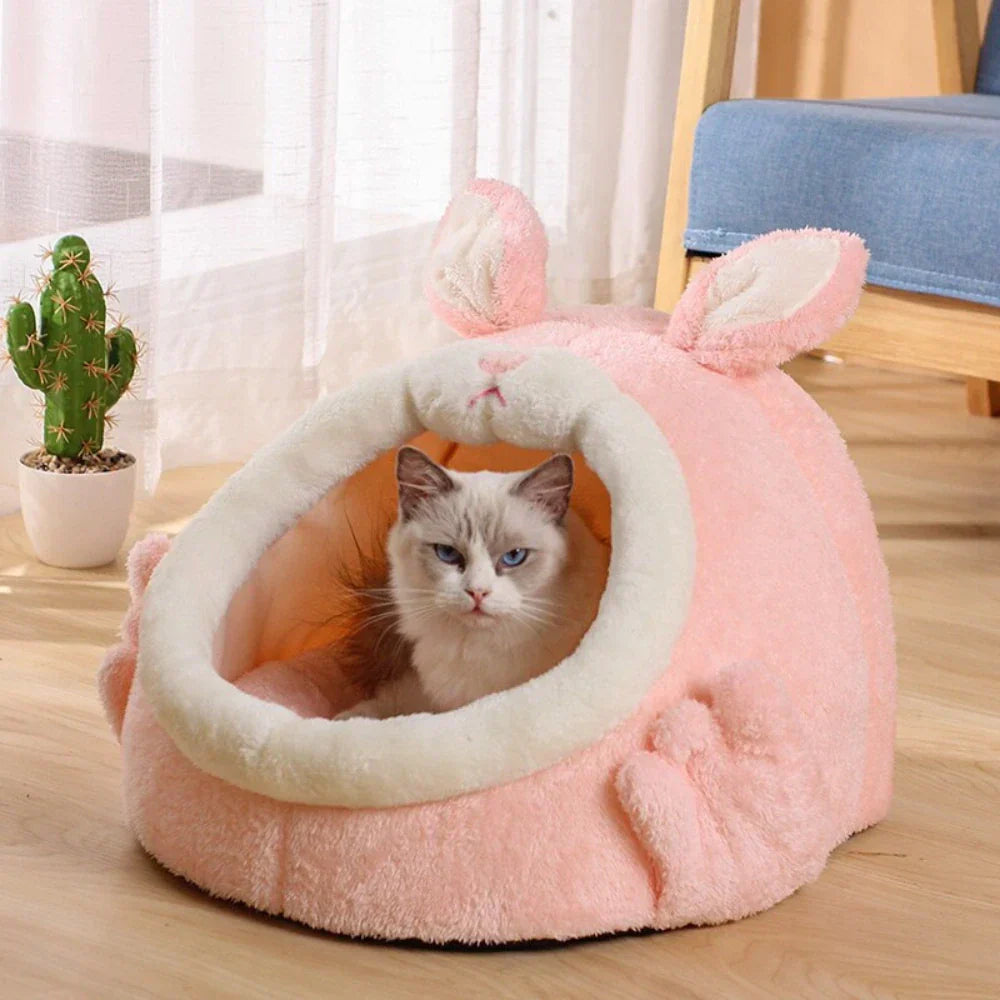 Rabbit Shaped Cat Bed Cozy Soft Pet Sleeping Bag for Cats