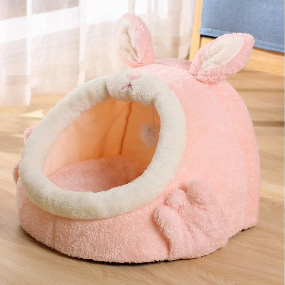 Rabbit Shaped Cat Bed Cozy Soft Pet Sleeping Bag for Cats