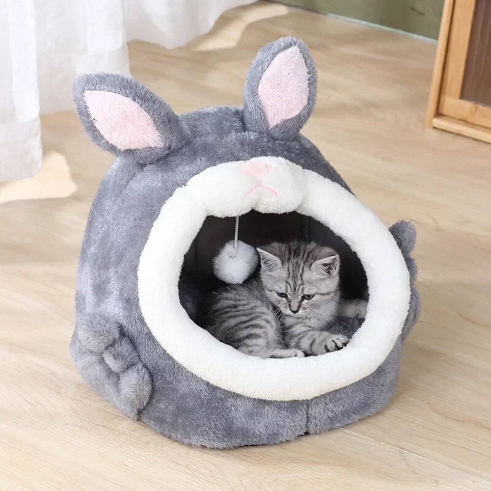 Rabbit Shaped Cat Bed Cozy Soft Pet Sleeping Bag for Cats