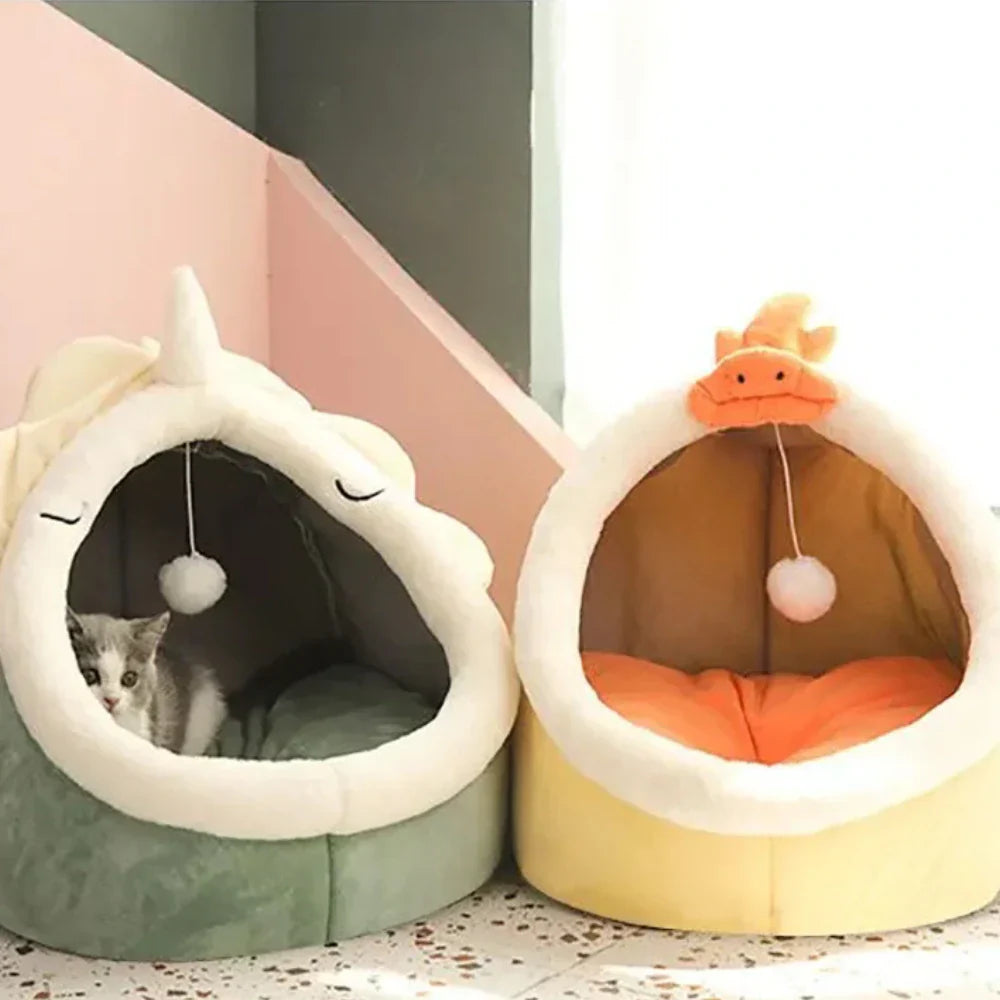 Soft Cat Bed Cozy Cat Basket Plush Pet Lounger