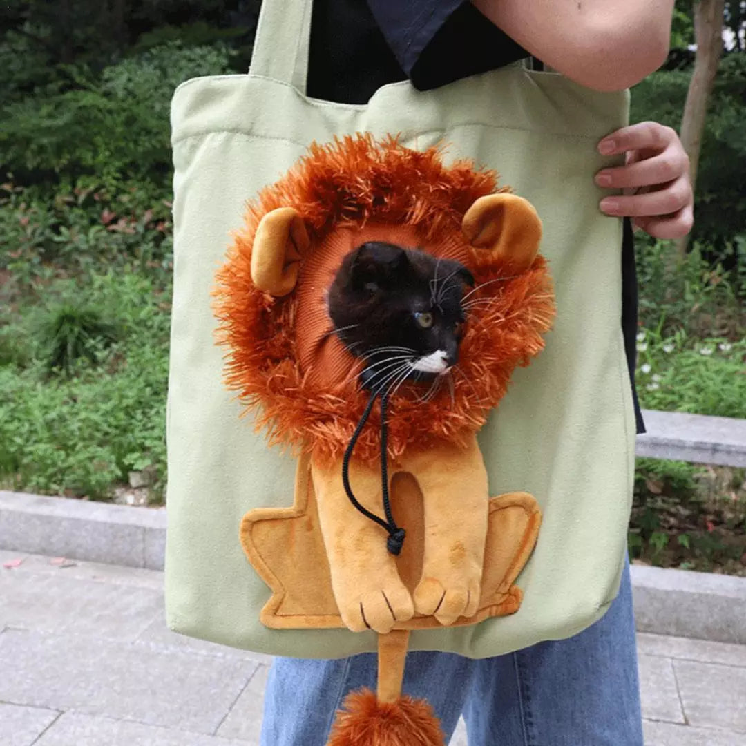Lion Cat Print Tote Bag Stylish Canvas Shoulder Bag for Women Men
