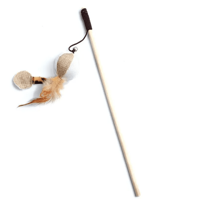 Wooden Cat Fishing Toy Stick Natural Cat Wand Interactive Cat Teaser Toy