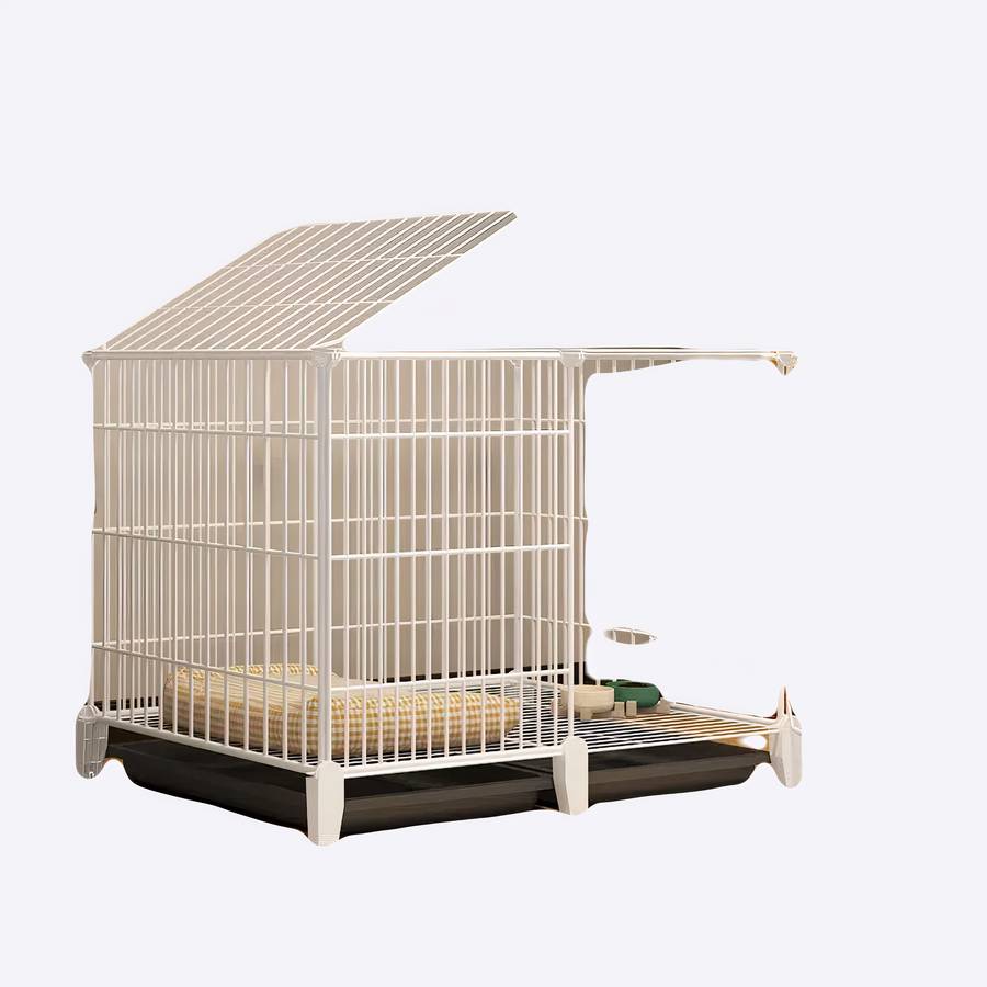 White Dog Playpen with Dual Door Openings