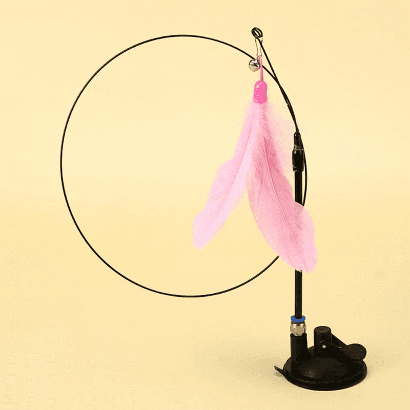 Cat Fishing Pole Toy with Suction Cup for Interactive Play