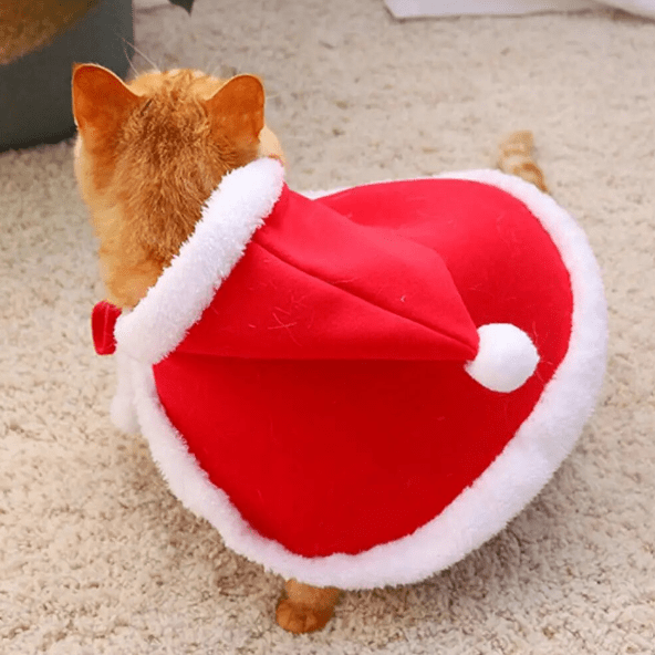 Santa Claus Cape Costume for Cat Christmas Pet Outfit