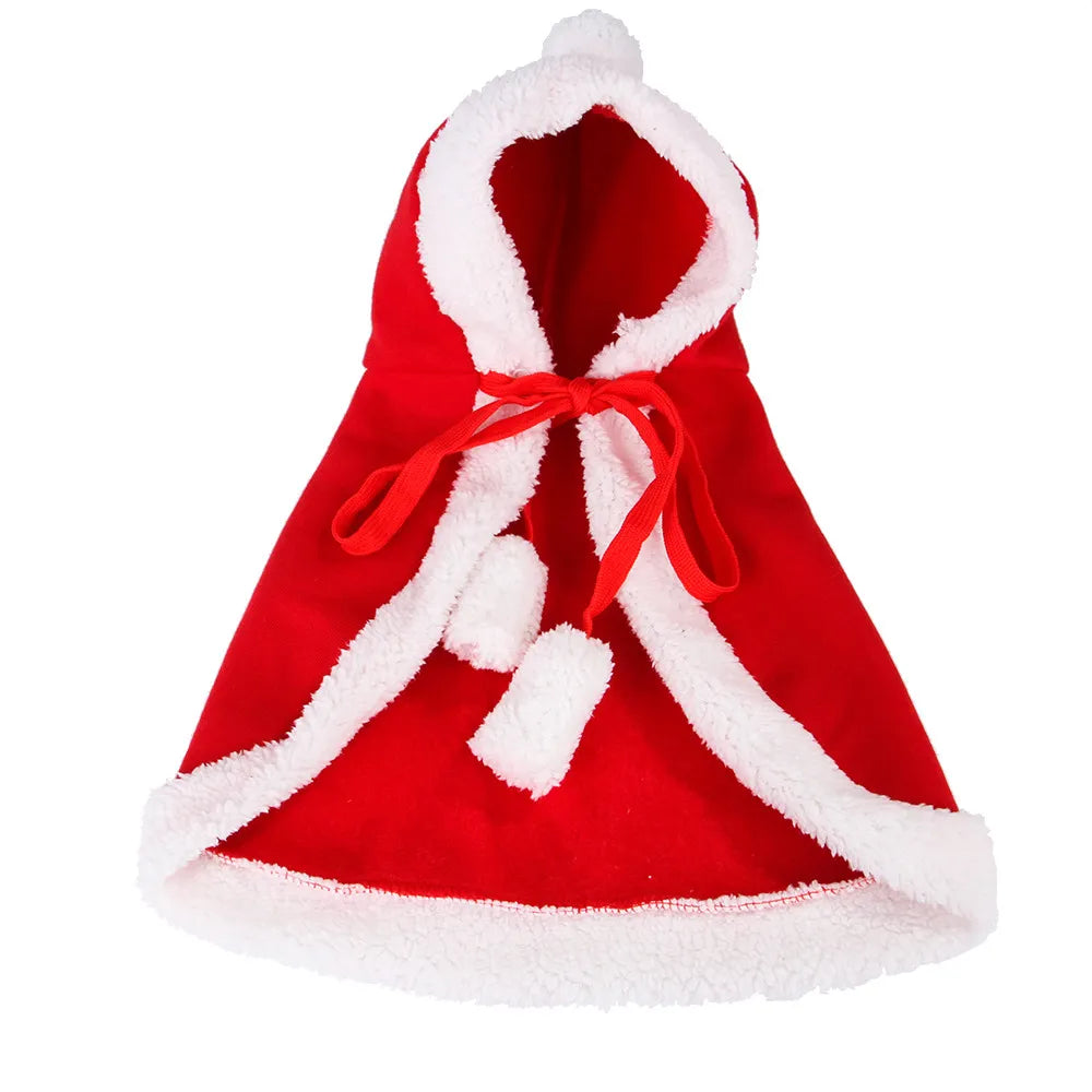 Santa Claus Cape Costume for Cat Christmas Pet Outfit