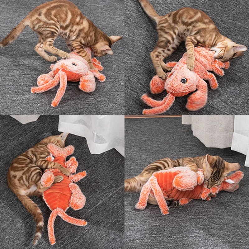 Interactive Pet Toy Crawfish Plush for Small Dogs Cats