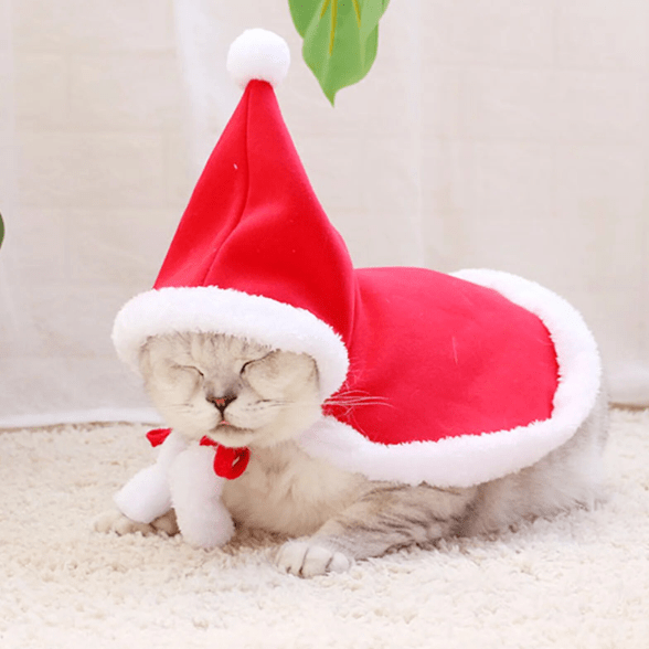 Santa Claus Cape Costume for Cat Christmas Pet Outfit