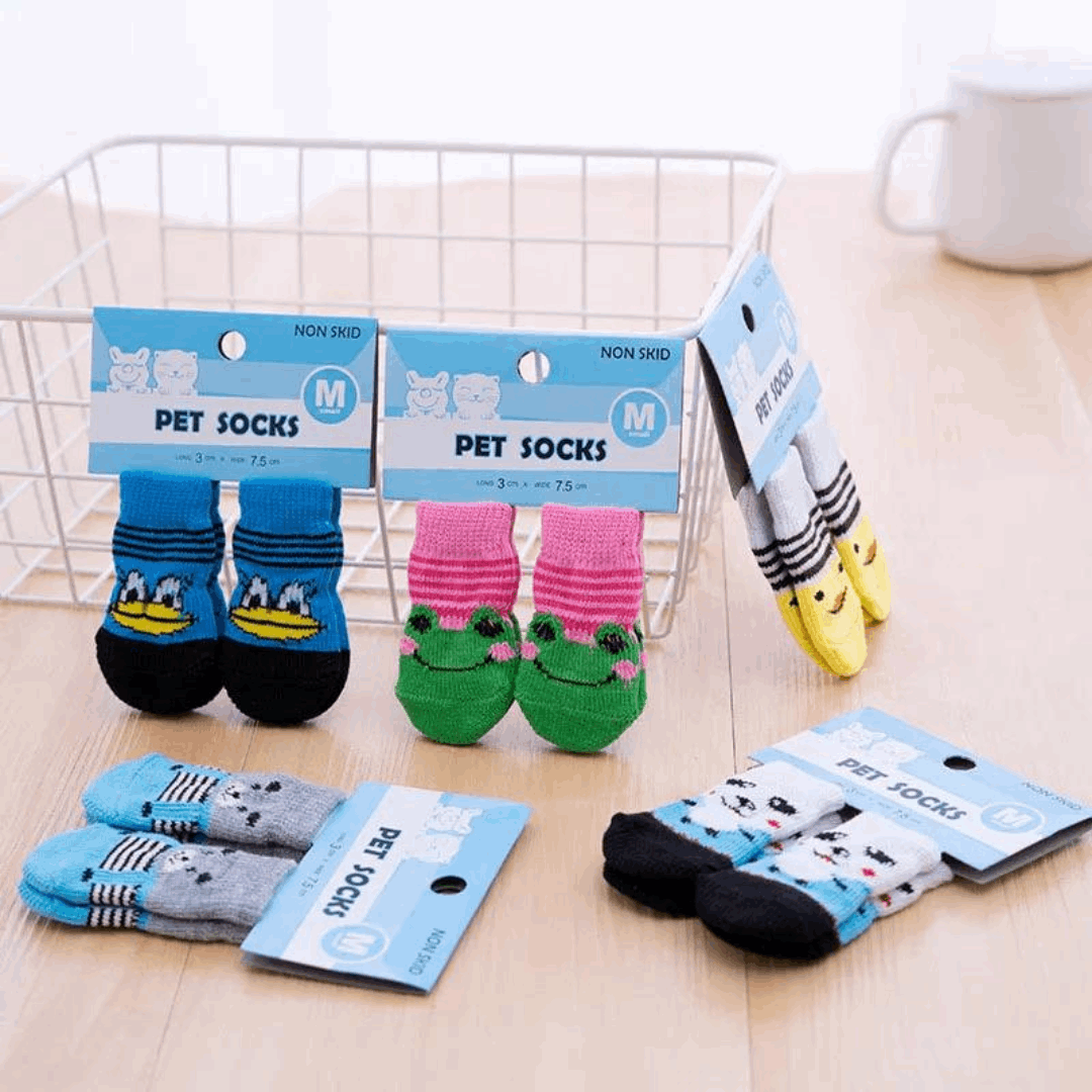Dog Socks with Frog Design Cute Non Slip Pet Socks for Small and Medium Dogs