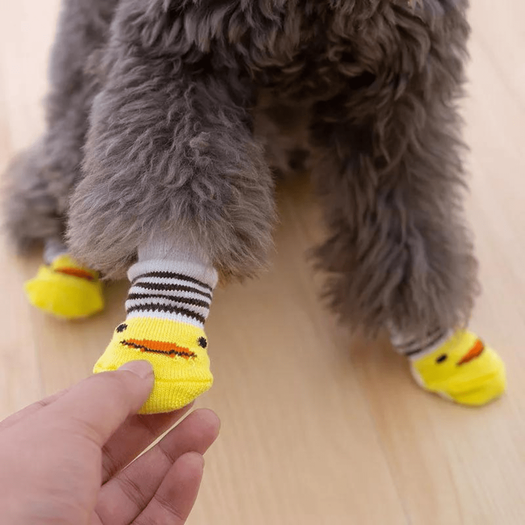 Dog Socks Yellow Striped Non Slip Pet Socks for Small Medium Dogs