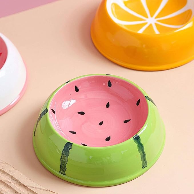Small Ceramic Pet Bowl for Dogs and Cats Fruit Edition