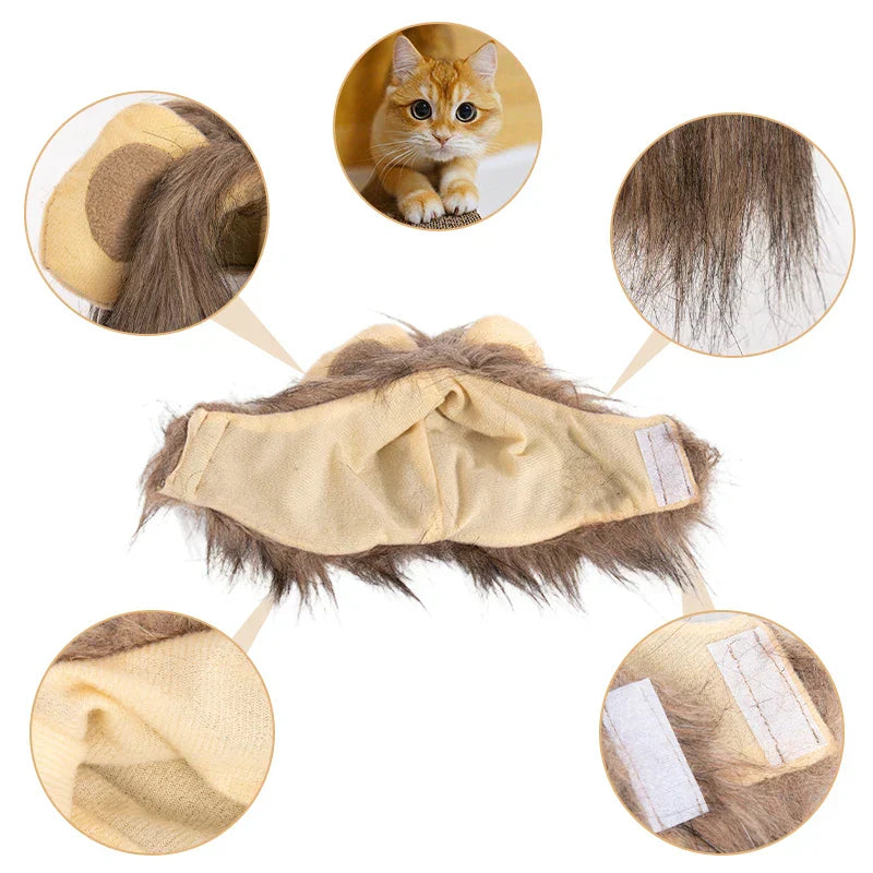 Lion Mane Wig Costume for Cat Pet Halloween Dress Up