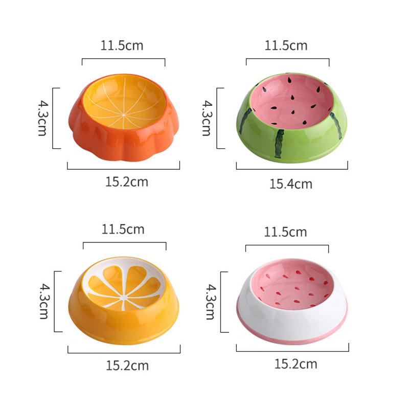 Small Ceramic Pet Bowl for Dogs and Cats Fruit Edition