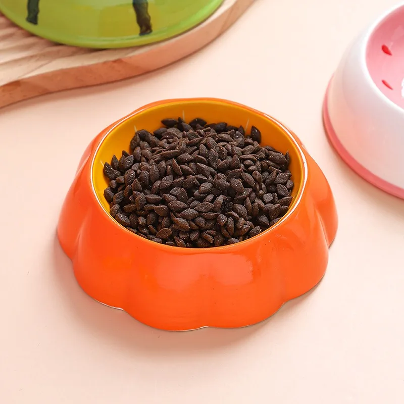 Small Ceramic Pet Bowl for Dogs and Cats Fruit Edition