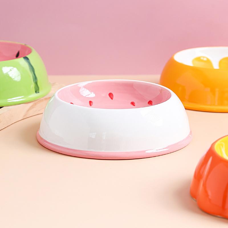 Small Ceramic Pet Bowl for Dogs and Cats Fruit Edition