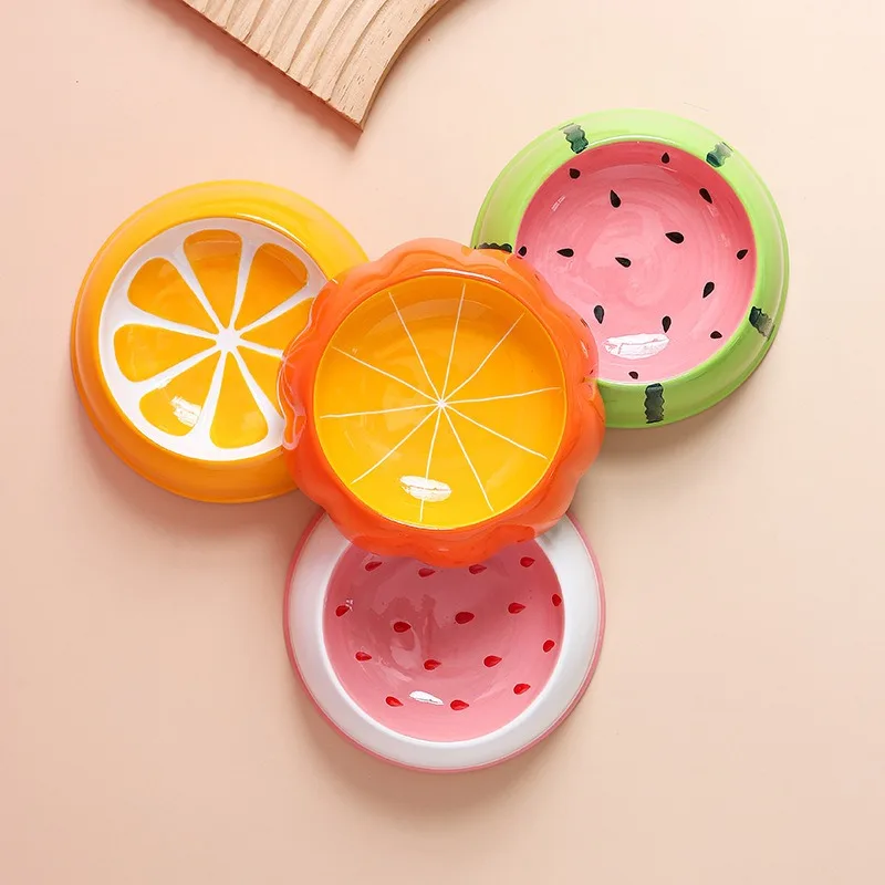 Small Ceramic Pet Bowl for Dogs and Cats Fruit Edition