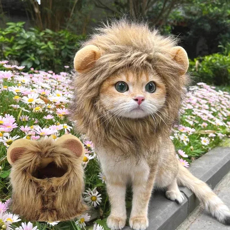 Lion Mane Wig Costume for Cat Pet Halloween Dress Up