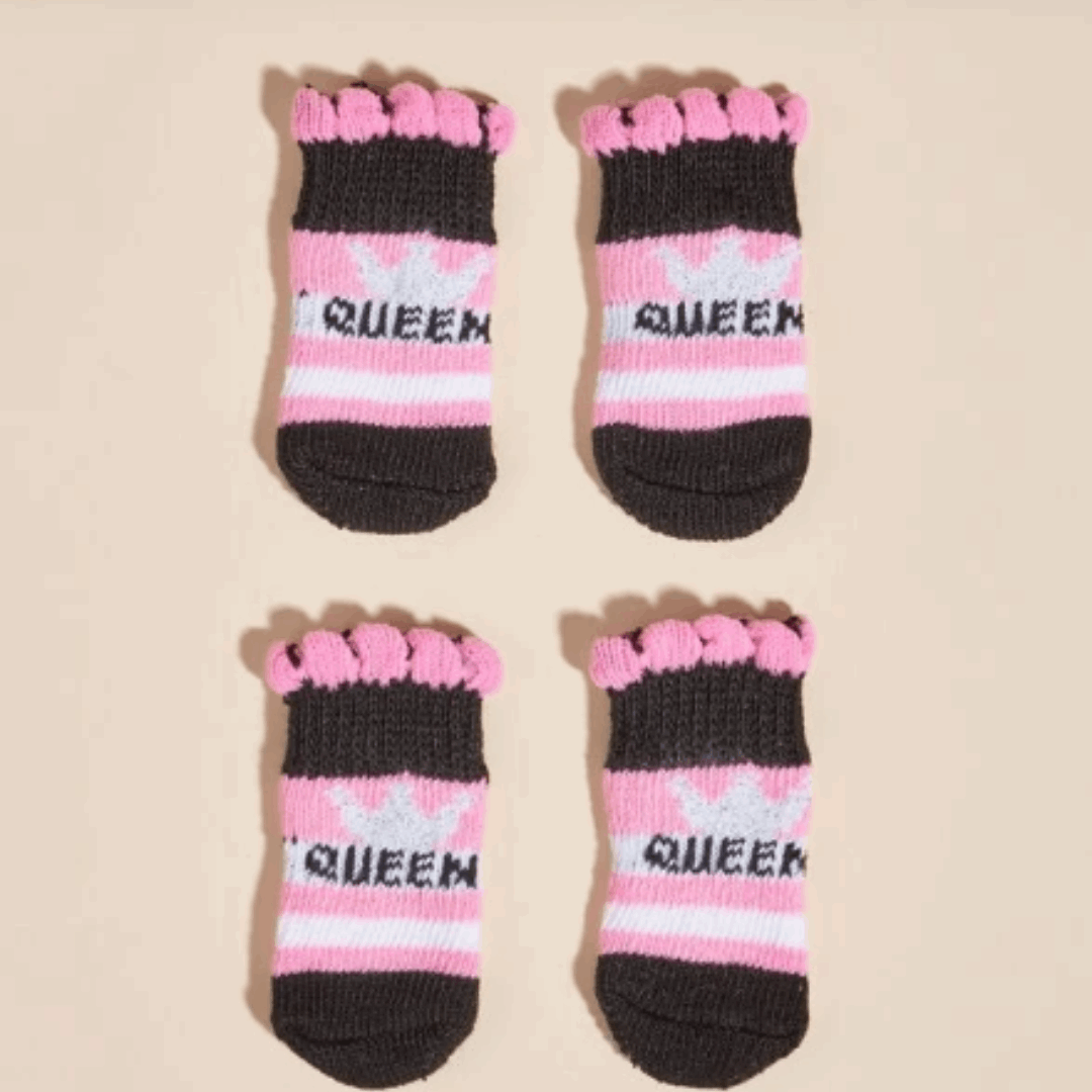 Dog Socks Queen Non Slip Pet Booties for Small Medium Large Dogs