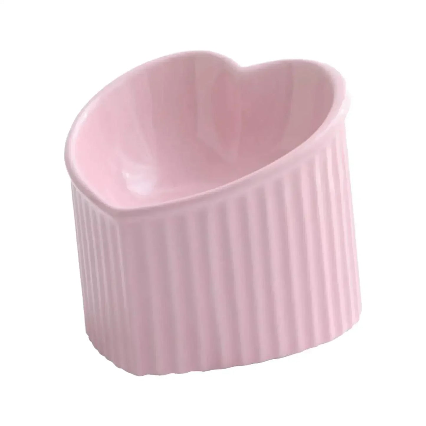 Elevated Ceramic Pet Bowl for Dogs and Cats Heart Edition