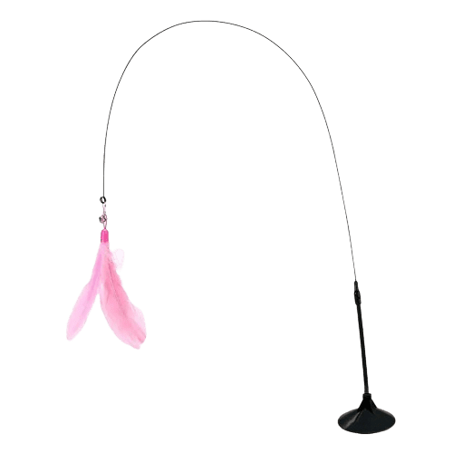 Cat Fishing Pole Toy with Suction Cup for Interactive Play