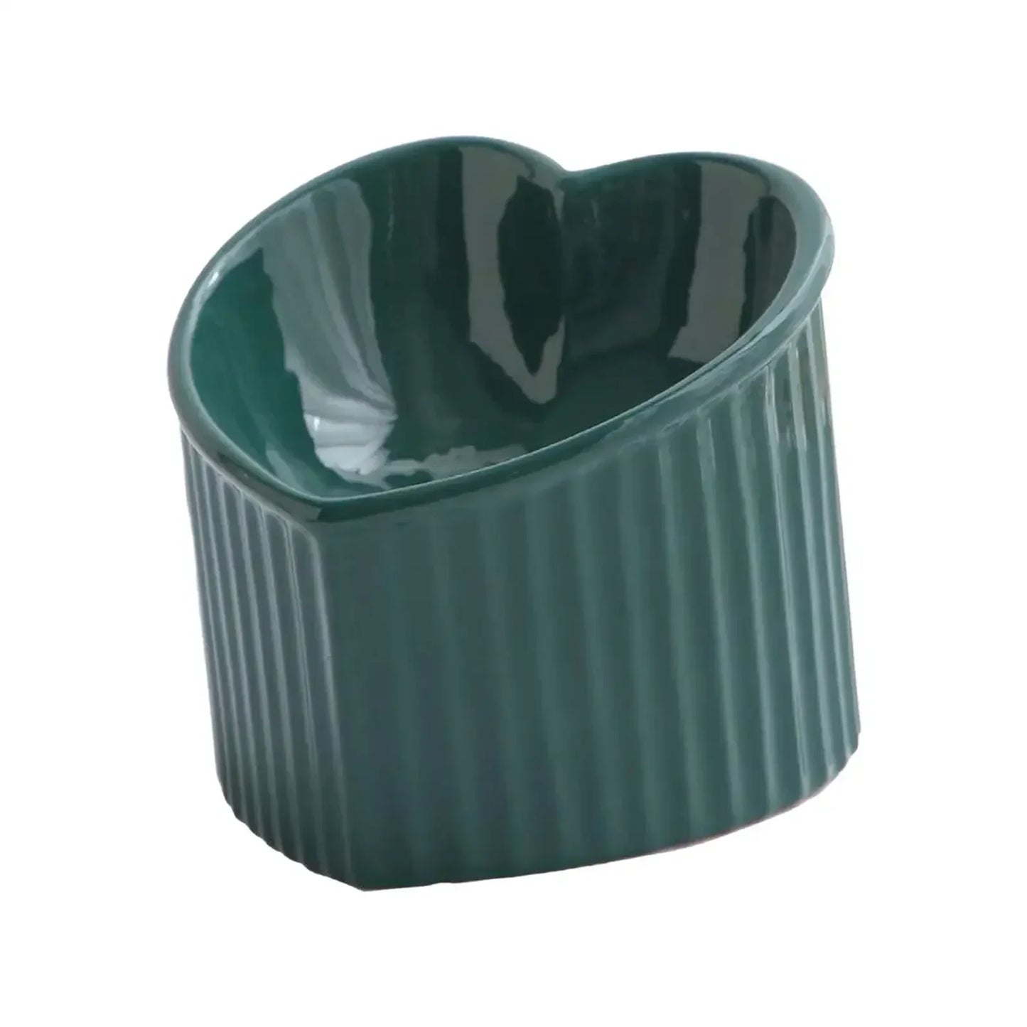 Elevated Ceramic Pet Bowl for Dogs and Cats Heart Edition