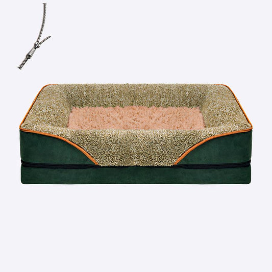 Elegant Green and Beige Dog Sofa Bed Comfortable Pet Couch