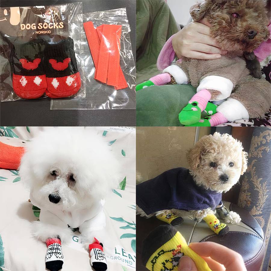 Multicolor Warm Cotton Dog Slippers Cozy Pet Socks for Indoor Use