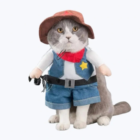 Cat Cowboy Costume Pet Outfit Western Cat Dress Up