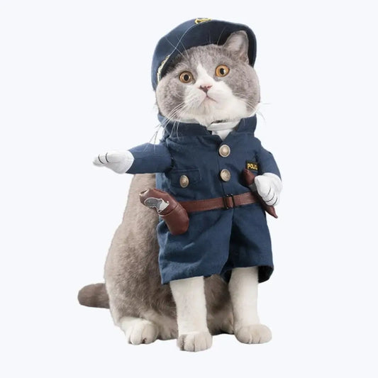 Cat Police Officer Costume Pet Halloween Outfit