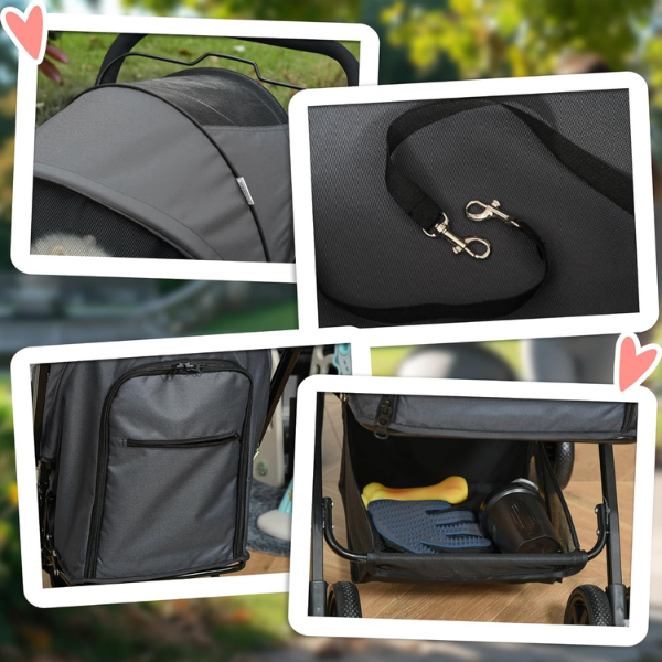 Dog Stroller with 4 Swivel Wheels Pet Jogger Cart