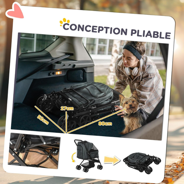 Dog Stroller with 4 Swivel Wheels Pet Jogger Cart