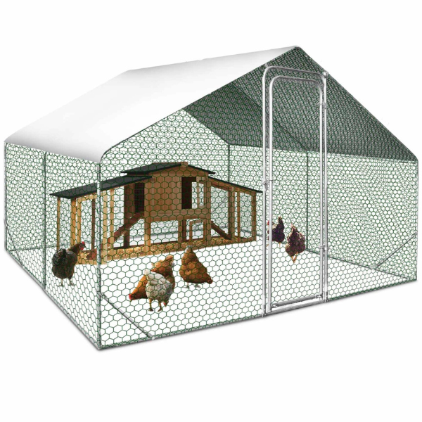 Chicken Coop Run 97 Sq Ft Wire Mesh Enclosure 10x10 Ft Galvanized Steel Yard