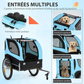 Foldable Dog Bike Trailer Pet Carrier with Oxford Canvas, Flag, 8 Reflectors, Max Load 88 lbs