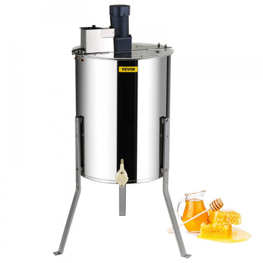 Electric Stainless Steel Honey Extractor 4-8 Frame Honey Spinner with Lid 140W Adjustable Height Beekeeping Equipment