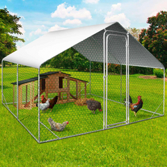 Chicken Coop Run 97 Sq Ft Wire Mesh Enclosure 10x10 Ft Galvanized Steel Yard