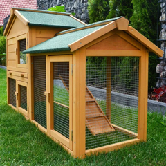 Rabbit Hutch Cage with Run Enclosure 57x21x34 Inch Outdoor Bunny House Villa