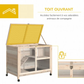Two-Level Rabbit Hutch on Wheels with Hideaway and Removable Droppings Tray